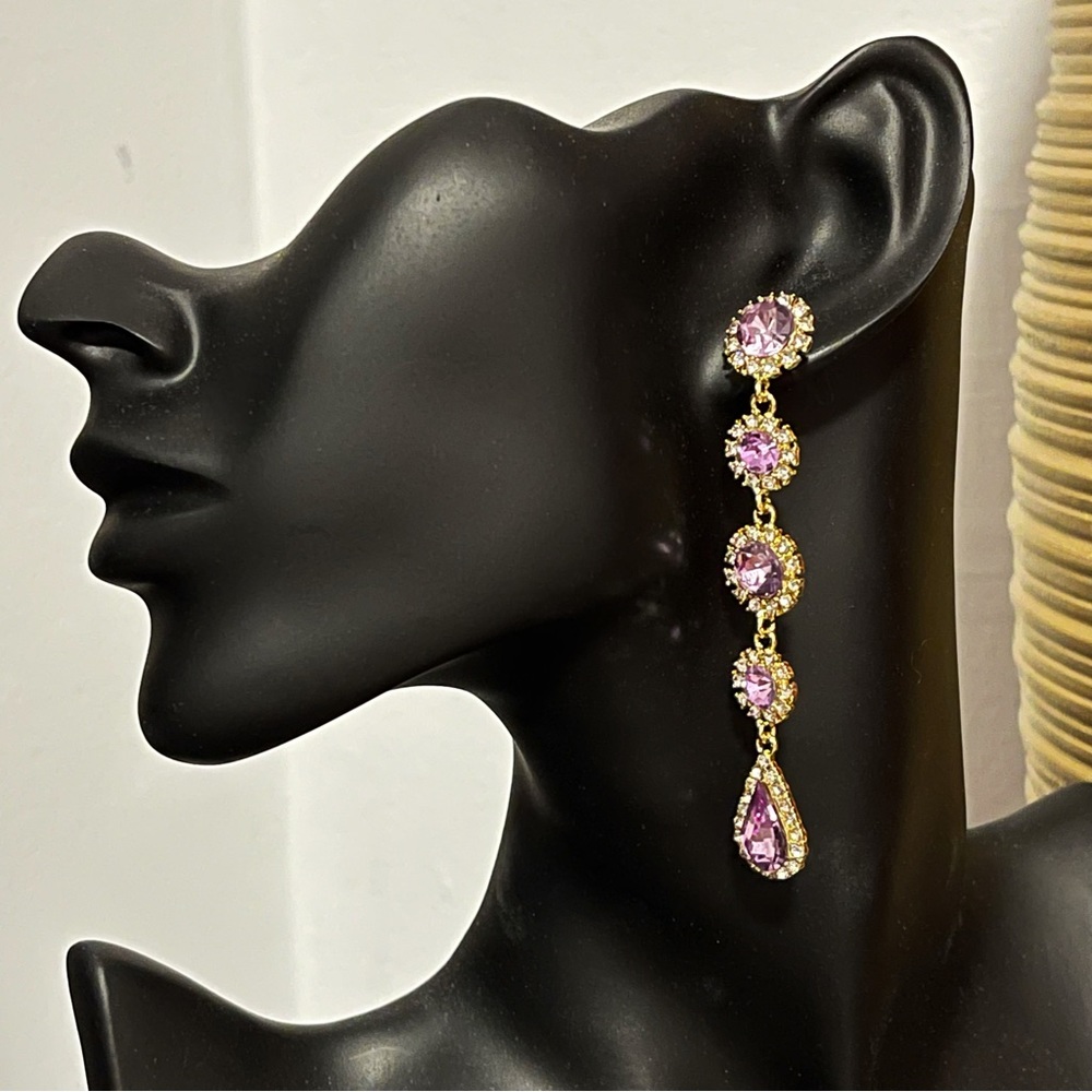 ✨Stunning Purple Rhinestones Dangling Earrings (Hypoallergenic)